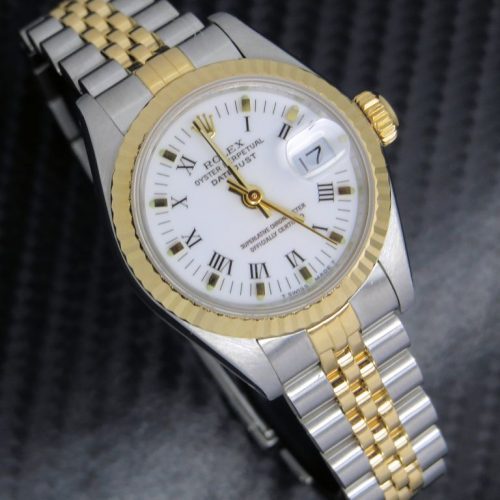 Ladies Steel and gold Rolex Datejust with Roman Dial.